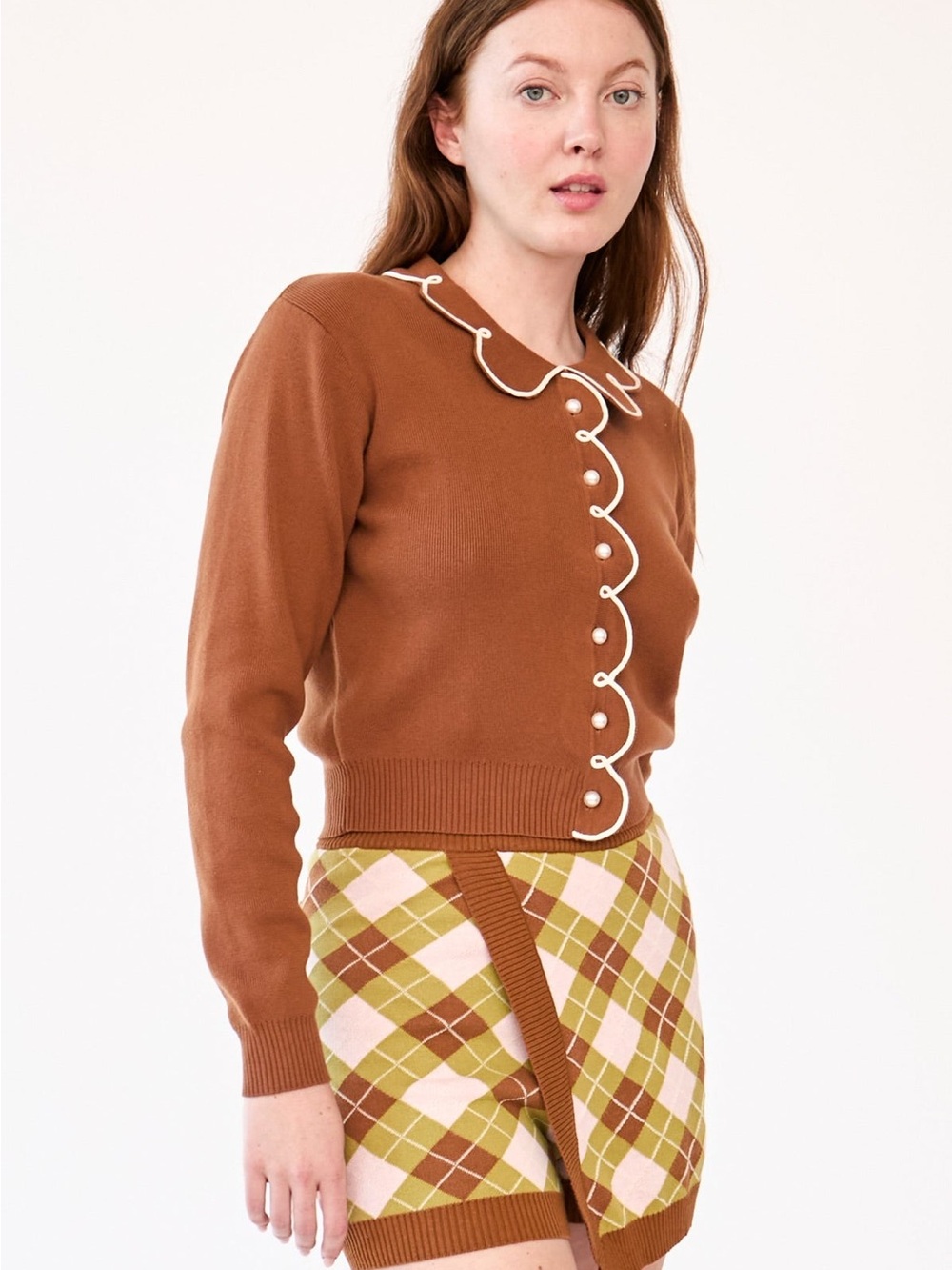 Rachel Antonoff Cupcake Cardigan Camel Brown Pearl Button XS